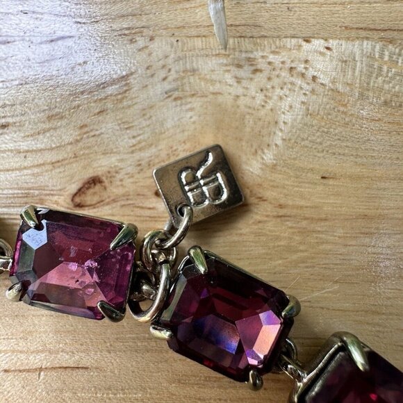 Banana Republic ᗺR Necklace Cranberry Lavender Rhinestones Statement Jewelry 26" - Picture 7 of 11
